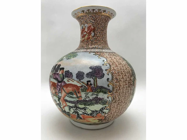 Chinese guangzhou export porcelain vase with hunting scene - european market - (early 20th century) - afbeelding 29 van  34