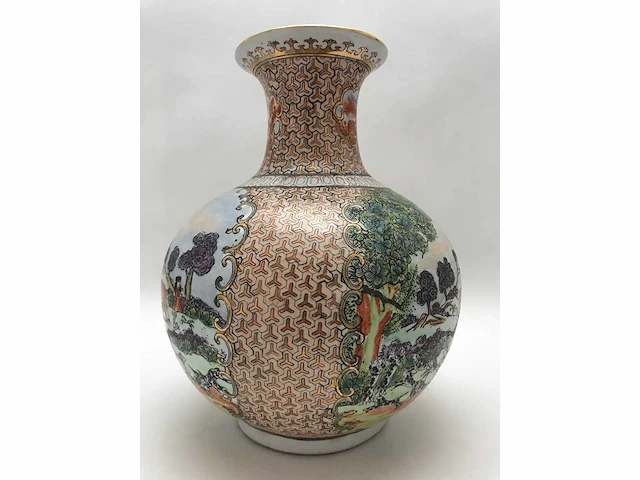 Chinese guangzhou export porcelain vase with hunting scene - european market - (early 20th century) - afbeelding 32 van  34