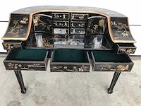 Chinese lacquerware black gold desk with chair - afbeelding 4 van  31