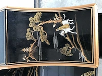 Chinese lacquerware black gold desk with chair - afbeelding 7 van  31