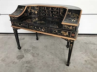 Chinese lacquerware black gold desk with chair - afbeelding 8 van  31
