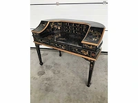 Chinese lacquerware black gold desk with chair - afbeelding 9 van  31