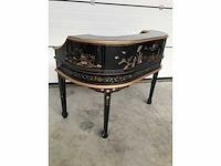 Chinese lacquerware black gold desk with chair - afbeelding 11 van  31