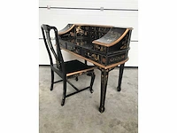 Chinese lacquerware black gold desk with chair - afbeelding 1 van  31