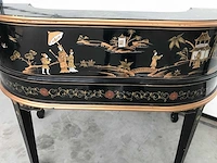 Chinese lacquerware black gold desk with chair - afbeelding 13 van  31