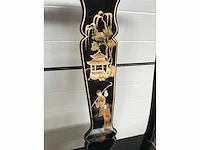 Chinese lacquerware black gold desk with chair - afbeelding 16 van  31