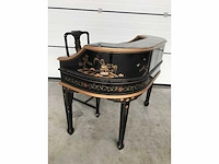 Chinese lacquerware black gold desk with chair - afbeelding 18 van  31