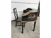 Chinese lacquerware black gold desk with chair - afbeelding 19 van  31