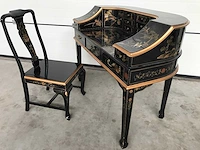 Chinese lacquerware black gold desk with chair - afbeelding 12 van  31