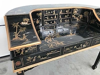 Chinese lacquerware black gold desk with chair - afbeelding 27 van  31