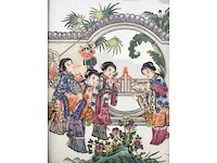 Chinese porcelain tile in beautiful frame. - afbeelding 9 van  14