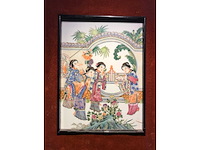 Chinese porcelain tile in beautiful frame. - afbeelding 4 van  14