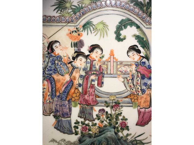 Chinese porcelain tile in beautiful frame. - afbeelding 6 van  14