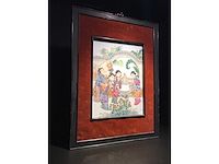 Chinese porcelain tile in beautiful frame. - afbeelding 1 van  14