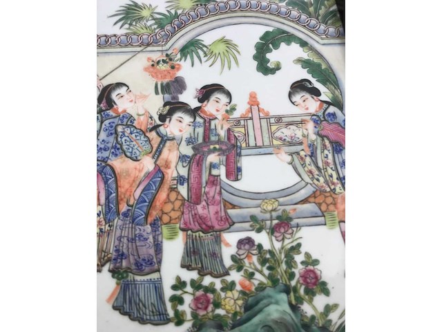Chinese porcelain tile in beautiful frame. - afbeelding 13 van  14