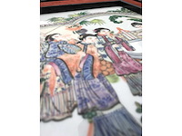 Chinese porcelain tile in beautiful frame. - afbeelding 14 van  14
