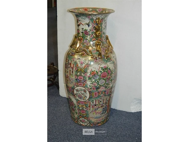 Chinese vaas bloemenmotief 78x34cm - afbeelding 1 van  6