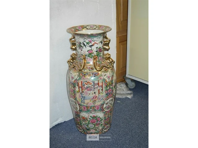 Chinese vaas bloemenmotief 78x34cm - afbeelding 3 van  6