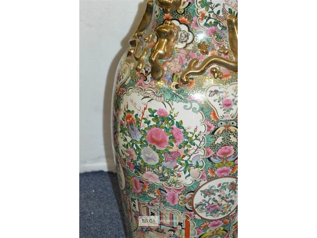 Chinese vaas bloemenmotief 78x34cm - afbeelding 4 van  6