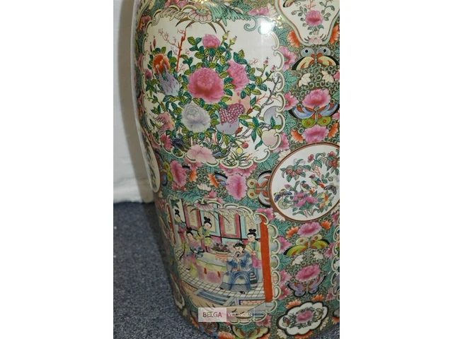 Chinese vaas bloemenmotief 78x34cm - afbeelding 5 van  6