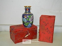 Chinese vaas satsuma in rond doosje h=±17cm