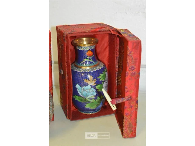 Chinese vaas satsuma in rond doosje h=±17cm - afbeelding 4 van  4
