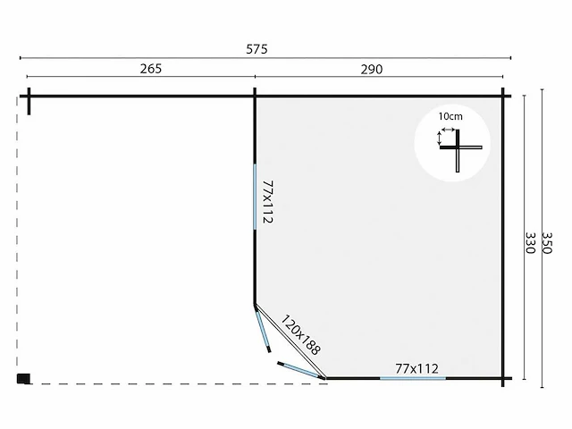 Christoffer - tuinhuis 28mm 5750x3500x3050mm onbehandeld - afbeelding 2 van  5