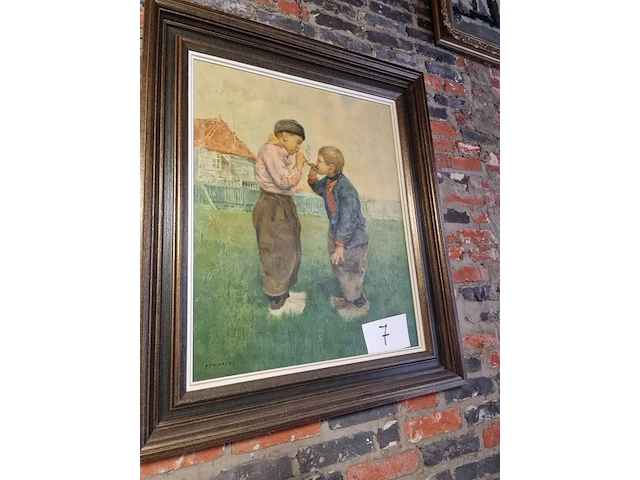 Chromolitho 'de cigarsmokers in volendam' - afbeelding 3 van  3