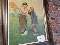 Chromolitho 'de cigarsmokers in volendam' - afbeelding 3 van  3