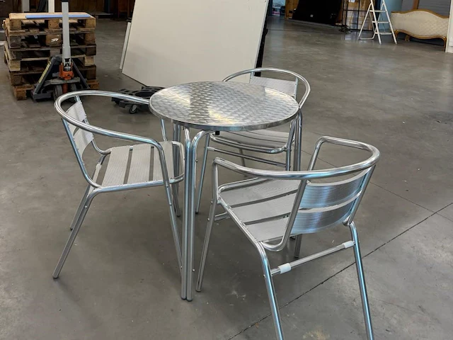 Chroom - alutafel met 3 stoelen - afbeelding 4 van  4