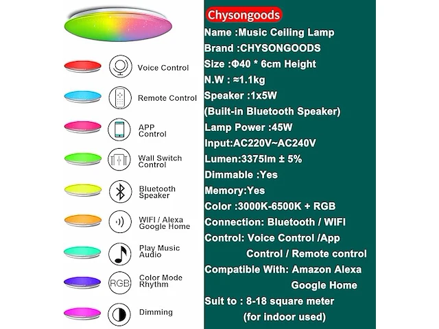 Chysongoods 40 cm, 45 w, sterrenhemel - afbeelding 2 van  4