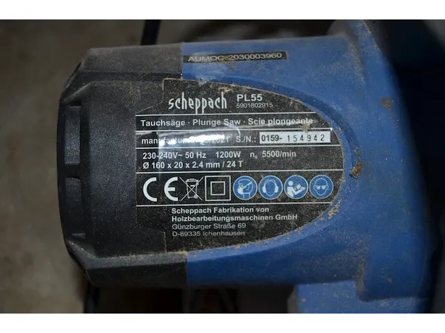 Cirkelzaag scheppach pl55 met extra zaagmessen en gelijders, stofzuiger scheppach hd2p - afbeelding 3 van  13