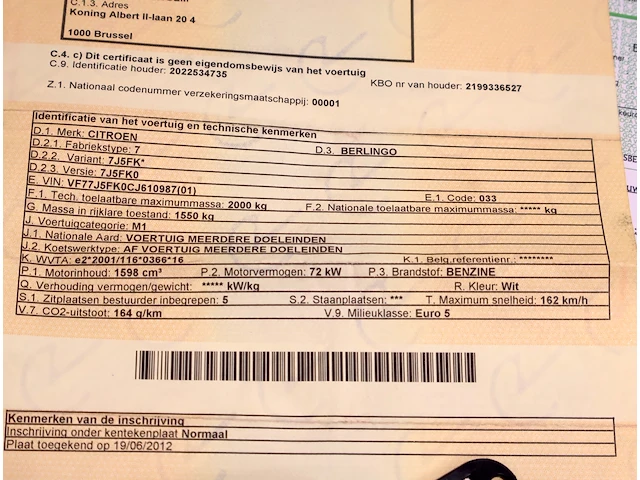 Citroen berlingo – vf77j5fk0cj610987 – 2012 - afbeelding 7 van  16