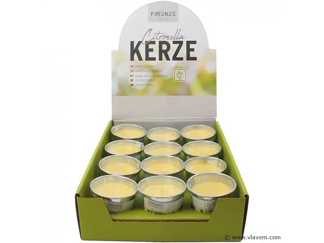 Citronella kaarsen in zinken pot 6*6cm 48 stuks - afbeelding 1 van  1