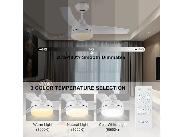 Cjoy plafondventilator (132 cm) - afbeelding 4 van  5