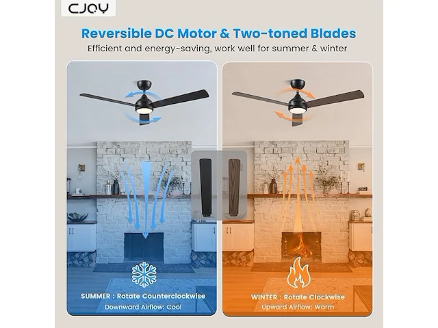 Cjoy plafondventilator met licht (132 cm) - afbeelding 3 van  6