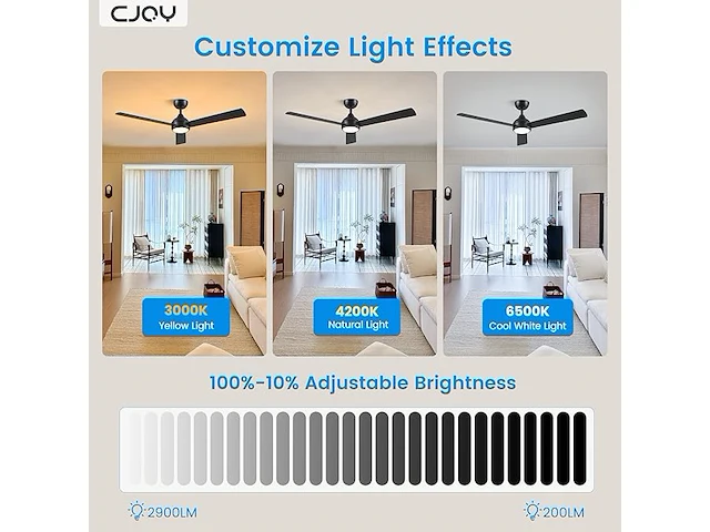 Cjoy plafondventilator met licht (132 cm) - afbeelding 6 van  6