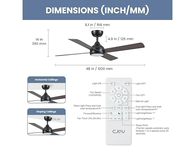 Cjoy plafondventilator - afbeelding 2 van  6