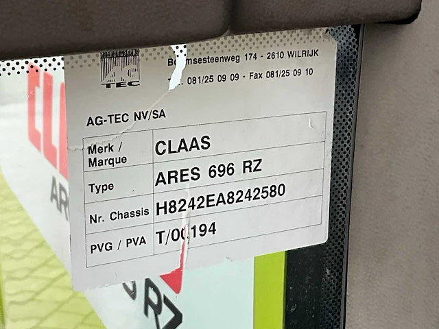 Claas - 2006 - ares 696 rz - vierwielaangedreven landbouwtractor - afbeelding 42 van  47