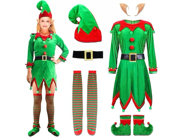 Claofoc 6-delig elf kostuum (medium) - afbeelding 1 van  4