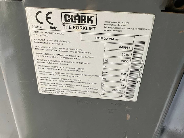 Clark - hawker - 2016 - cop20pm - orderpicker - afbeelding 8 van  17