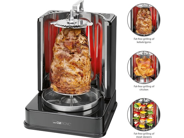 Clatronic dvg 3686 - verticale multi grill - gyrosgrill - kebabgrill - afbeelding 1 van  8