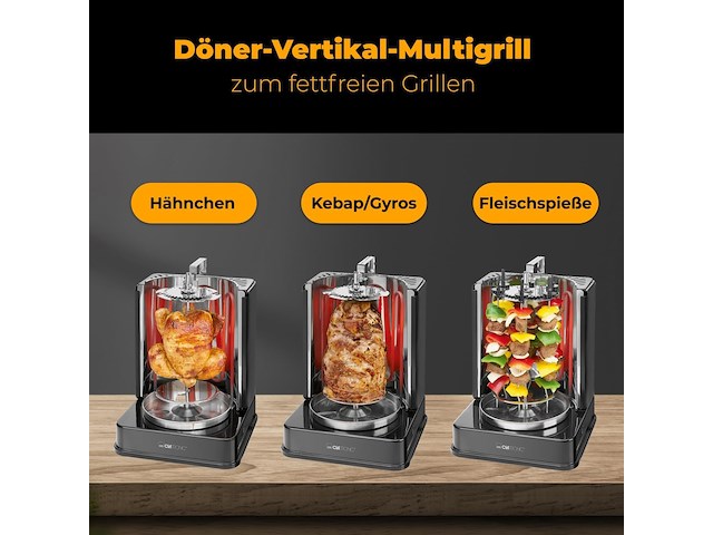 Clatronic dvg 3686 - verticale multi grill - gyrosgrill - kebabgrill - afbeelding 2 van  8