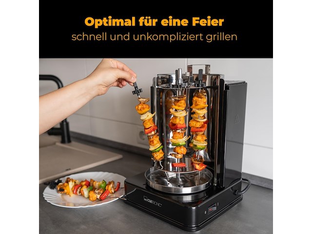 Clatronic dvg 3686 - verticale multi grill - gyrosgrill - kebabgrill - afbeelding 4 van  8
