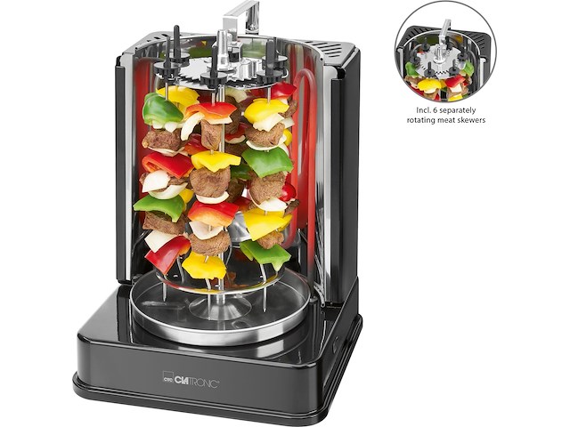 Clatronic dvg 3686 - verticale multi grill - gyrosgrill - kebabgrill - afbeelding 6 van  8