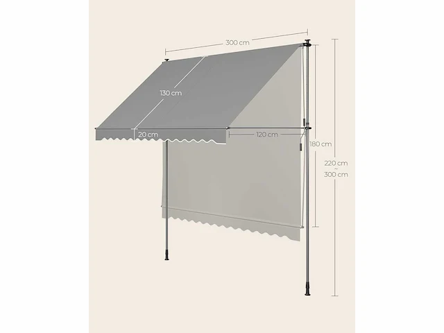 Clip-on luifel - 300 x 120 cm - grijs (x2) - afbeelding 5 van  6