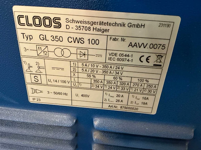 Cloos gl350 cws100 tig-lasmachine - afbeelding 2 van  13