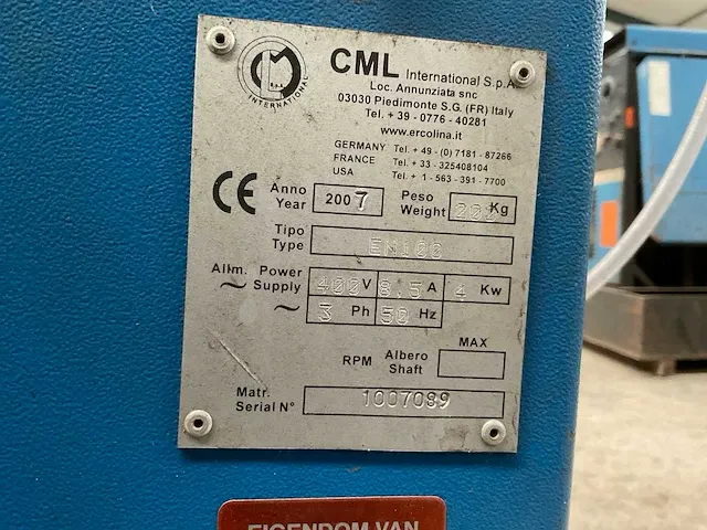 Cml em100 stationaire bandschuurmachine voor buizen - afbeelding 8 van  8