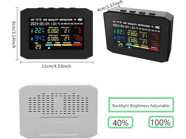 Co2-meter, 2500 mah co2-melder, luchtkwaliteitsmeter - afbeelding 2 van  4