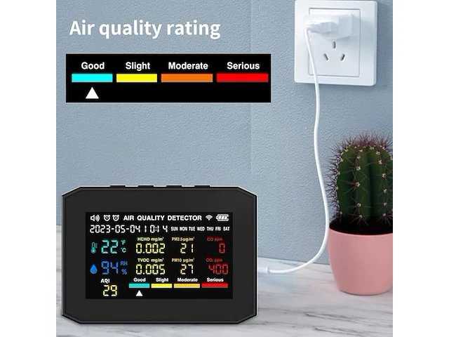 Co2-meter, 2500 mah co2-melder, luchtkwaliteitsmeter - afbeelding 3 van  4